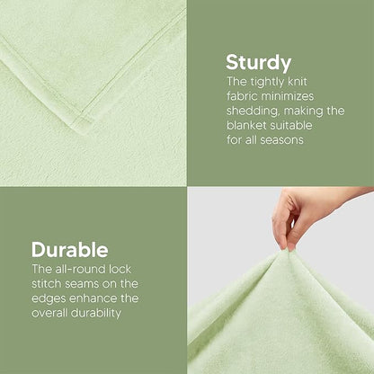 Utopia Bedding Fleece Blanket Twin Size Sage Green 300GSM Luxury Anti-Static Fuzzy Soft Microfiber Bed Blanket (60x80 Inch)