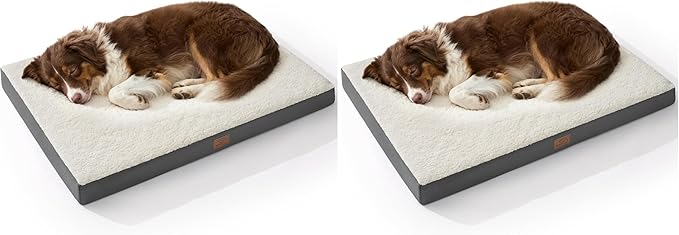Bedsure 2 PCS Dog Beds Large Sized Dog - Comfy Flat Pet Beds with Removable Washable Cover, Orthopedic Egg Crate Foam Puppy Mat, Suitable for Pet Up to 65 lbs (Pack of 2)
