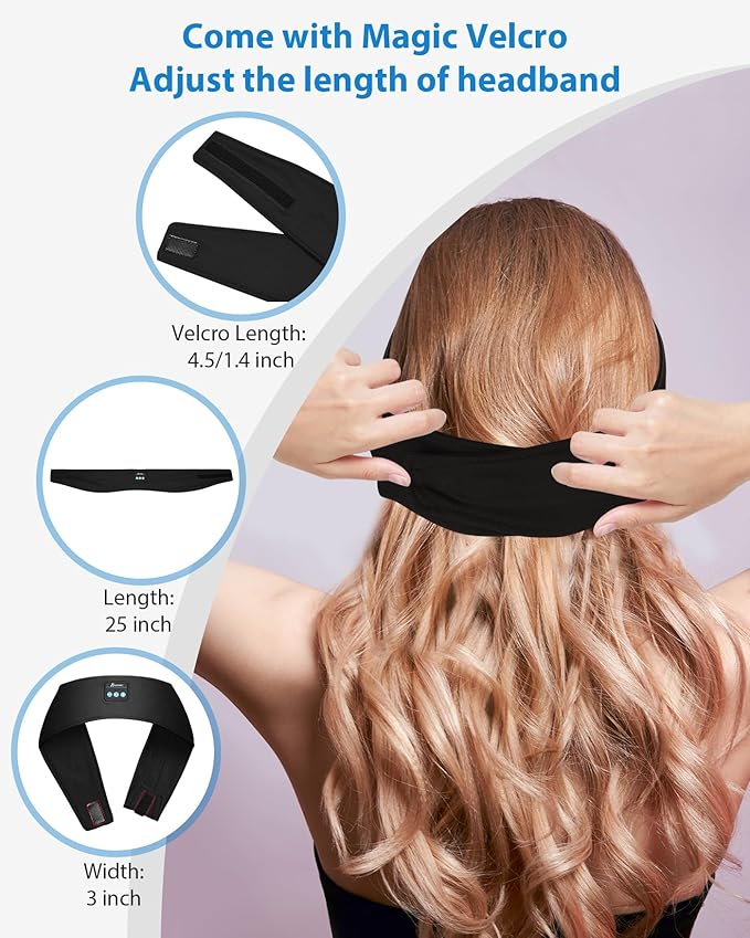 2-Pack Adjustable Headband Headphones, Sleeping Headphones, Bluetooth Headband with Thin Speakers Mic for Men Women, Yoga, Running, Workout, Travel