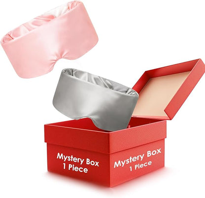 Weighted Eye Mask Mystery Box - 1 Piece Only, Silk Sleep Mask for Side Sleepers, Adjustable Buckle, Light Blocking, with Storage Pouch, Ideal for Travel & Sleep, Random Color (Pink/Gray)
