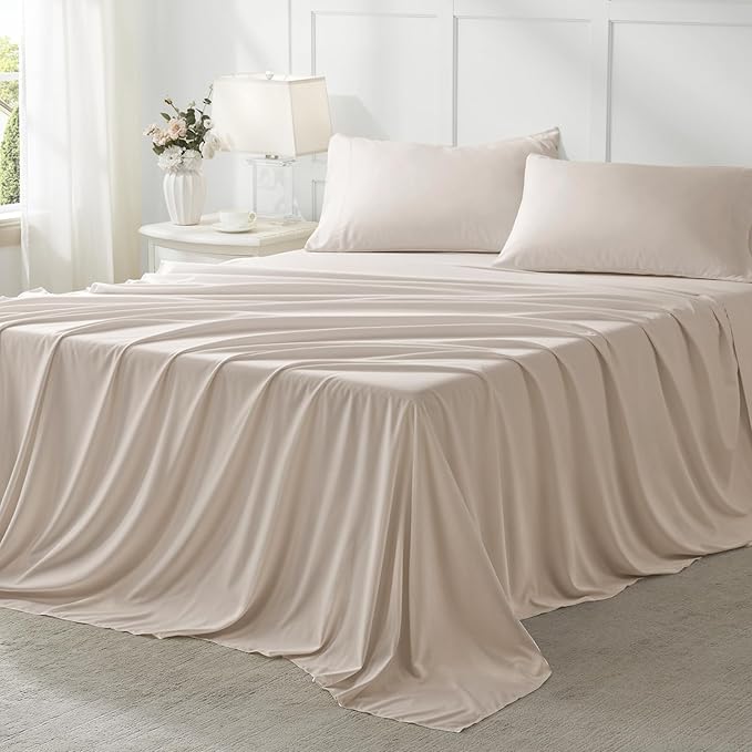 Anluoer Full Size Bed in a Bag 7 Pieces, Beige Bed Comforter Set with Sheets, All Season Bedding Sets with 1 Comforter,2 Pillow Shams,2 Pillowcases, 1 Flat Sheet,1 Fitted Sheet
