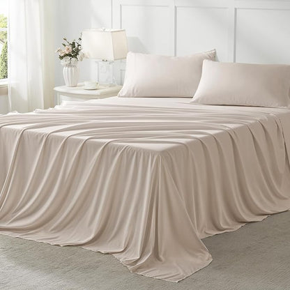 Anluoer Full Size Bed in a Bag 7 Pieces, Beige Bed Comforter Set with Sheets, All Season Bedding Sets with 1 Comforter,2 Pillow Shams,2 Pillowcases, 1 Flat Sheet,1 Fitted Sheet