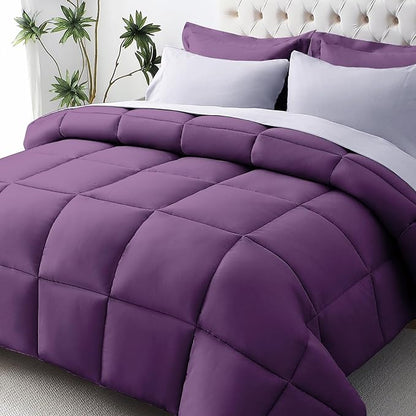 JOLLYVOGUE California King Comforter Set, Ultra-Soft Bed in a Bag Cal King Size 7 Pieces, Oeko-TEX Certified Bedding Set With Down Alternative Comforter, Sheets, Pillowcases & Shams, Purple & Lavender