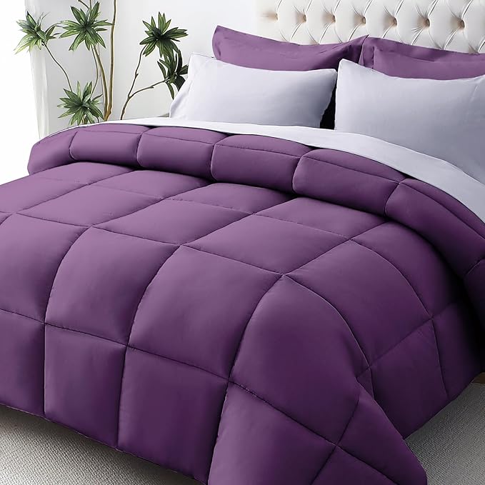 JOLLYVOGUE Twin XL Comforter Set, Ultra-Soft Bed in a Bag Twin XL Size 5 Pieces, Oeko-TEX Certified Bedding Set with Down Alternative Comforter, Sheets, Pillowcases & Shams, Purple & Lavender