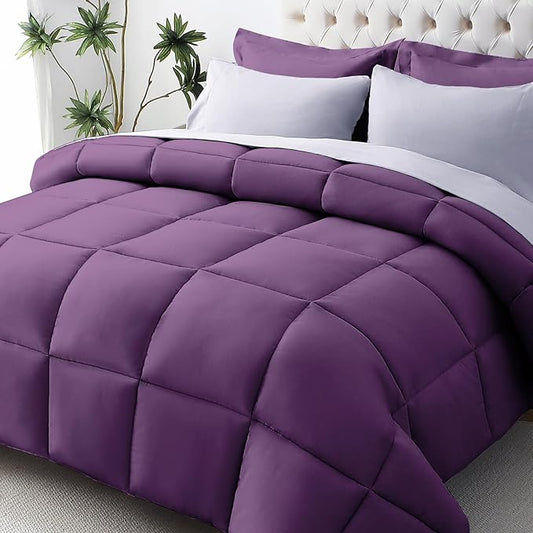 JOLLYVOGUE Twin XL Comforter Set, Ultra-Soft Bed in a Bag Twin XL Size 5 Pieces, Oeko-TEX Certified Bedding Set with Down Alternative Comforter, Sheets, Pillowcases & Shams, Purple & Lavender