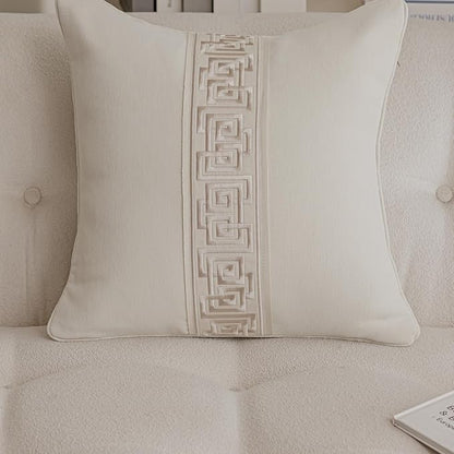 Throw Pillow Covers with Insert Included, with Embroidered Detail, 18 x 18 inches, Decorative Throw Pillow for Sofa Couch Bed (Warm Cream, 18" x 18" (Pack of 1))
