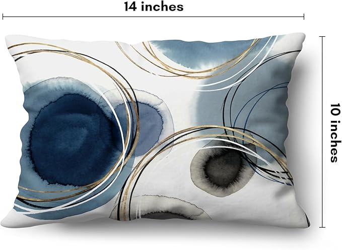 Americanflat 14x10 Throw Pillow with Sewn-in Insert - All-in-One Decorative Pillows - No Cover Needed - Soft and Durable Cushion for Bed or Sofa - Polyester - Blue, White, Black and Gold