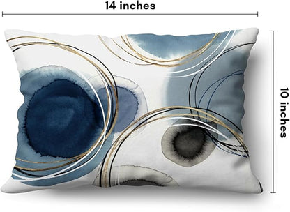 Americanflat 14x10 Throw Pillow with Sewn-in Insert - All-in-One Decorative Pillows - No Cover Needed - Soft and Durable Cushion for Bed or Sofa - Polyester - Blue, White, Black and Gold