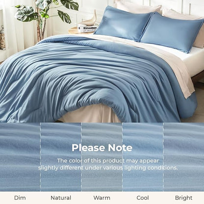 Litanika Twin XL Comforter Set Dusty Blue - 2 Pieces Extra Long Bed Set for College Dorm, All Season Bedding Set for Girls and Boys
