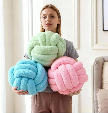 Knot Pillow Ball Plush - Decorative Throw Pillows for Bed Relieve Stress, Round Knot Cushion for Sofa Decor Pet Toy, Sage Green 12 inch