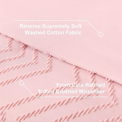 Litanika Pink Full Size Comforter Set with Sheets - 7 Pieces Bed in a Bag Full Boho Tufted Complete Bedding Sets with Comforter, Sheets, Pillowcases & Shams