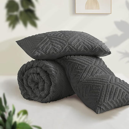 Andency Dark Grey California King Comforter Set, 3 Pieces Gray Boho Bedding Set & Collections, Farmhouse Tufted Fluffy Bed Set for California King Bed (1 Comforter 104x96In, 2 Pillowcases)