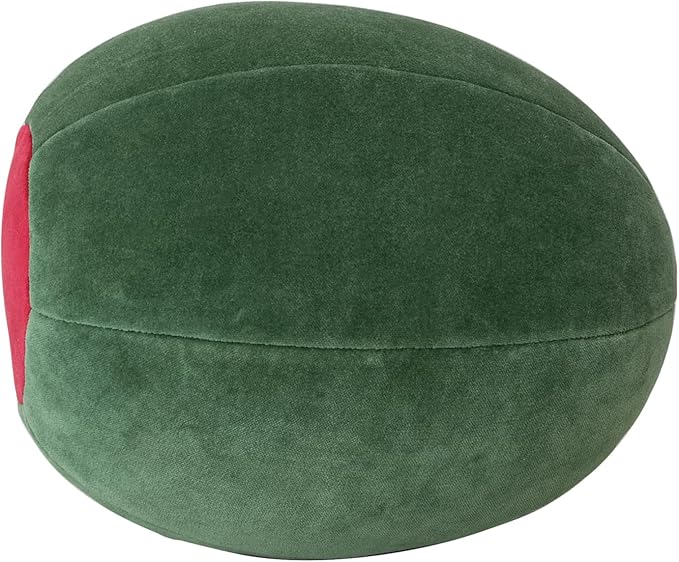 Creative Co-Op Cotton Velvet Olive Shaped Pillow, Green and Red
