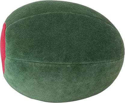 Creative Co-Op Cotton Velvet Olive Shaped Pillow, Green and Red