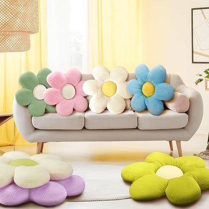 Sratte 10 Pcs Flower Shaped Throw Pillows Cute Daisy Flower Seating Cushions for Adults Reading Leisure Comfortable Home Bedroom Sofa Chair Couch Decor(15.75 Inches)
