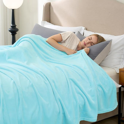 Hansleep Fleece Robin Egg Blue Throw XL Blanket, Super Soft Flannel Fuzzy Plush Cozy Blanket for All Seasons, Robin Egg Blue, Throw XL 50x70 Inches