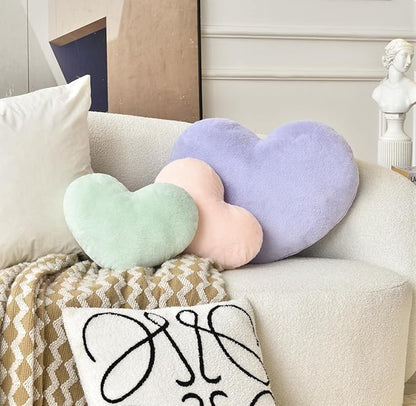 Petrella Heart Pillow Cute Fuzzy Pillows Throw Pillows for Bed Livingroom Home Decor Cushion Decorative Aesthetic Preppy Pillows Purple,Large 19"x15"