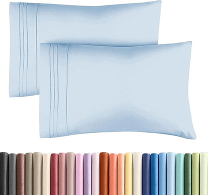 King Pillow Cases Set of 2 - Ultra Soft Hotel Quality Pillowcase Covers - Comfy, Cozy & Wrinkle Free - Shrinkage, Stain and Fade Resistant - Machine Washable Pillow Protectors - 2 Piece Set - Sky Blue