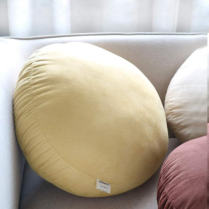 Round Throw Pillow 18x18 for Kids 100% Polyester Filling Super Soft Cushion Ultra Fluffy Down-Like Touch Decor Round Floor Pillow for Couch Bed Sofa, Ginger Yellow, 1 Piece