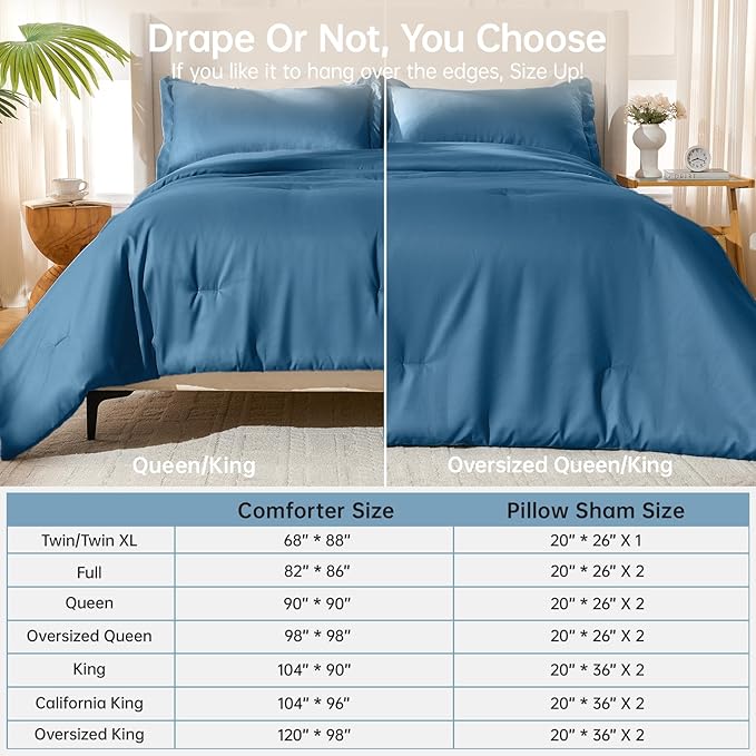 MUXHOMO Full Comforter Sets, All Season Ultra Soft Down Alternative Bedding - 3 Piece Lightweight Bed Set Includes 1 Comforter (82"x86") and 2 Pillow Shams (20"x26"), Teal