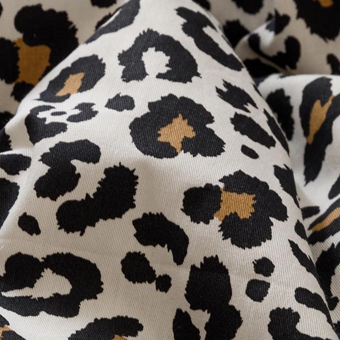 CLOTHKNOW Black Leopard Print Queen Comforter Set Black Brown Bedding Comforter Sets Soft Bedding Sets with 2 x Pillowcases Queen Size
