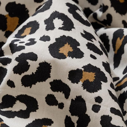 KAREVER Leopard Print Comforter King Cotton Black White Cheetah Bedding Set Animal Lepard Print Bedding Blanket King
