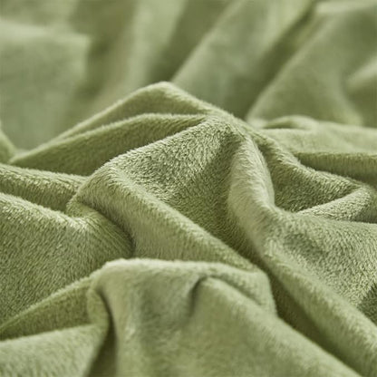 CLOTHKNOW Green Velvet Queen Comforter Set 3Pcs Fluffy Bedding Comforter Sets Soft All Season Sage Green Comforter Queen with 2 x Pillow Cases