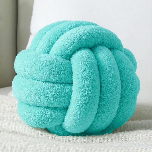 Knot Pillow Ball Plush - Decorative Throw Pillows for Bed Relieve Stress, Round Knot Cushion for Sofa Decor Pet Toy, Teal 8 inch