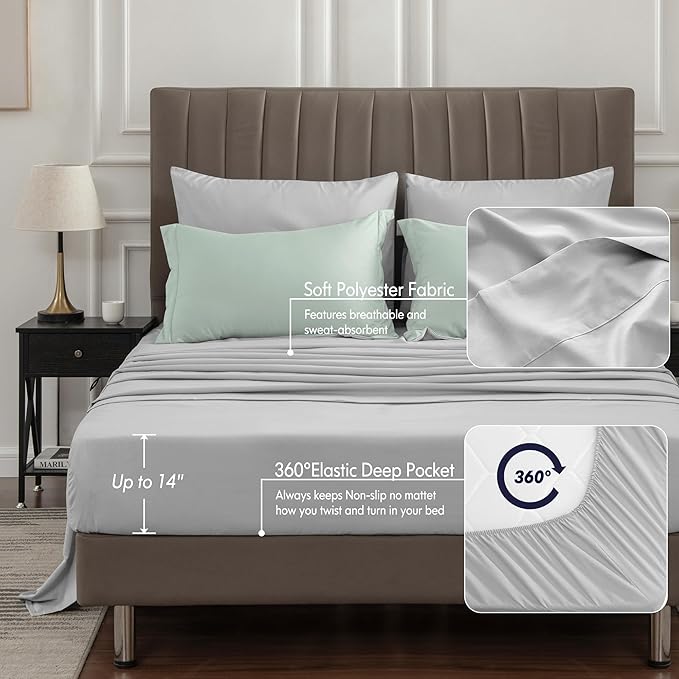 BEDELITE King Size Comforter Set 7 Pieces Bed in A Bag - Soft Microfiber Reversible Sage Green Bed Set with Comforters, Sheets, Pillowcases & Shams, Cozy Luxury Bedding Sets for All Season