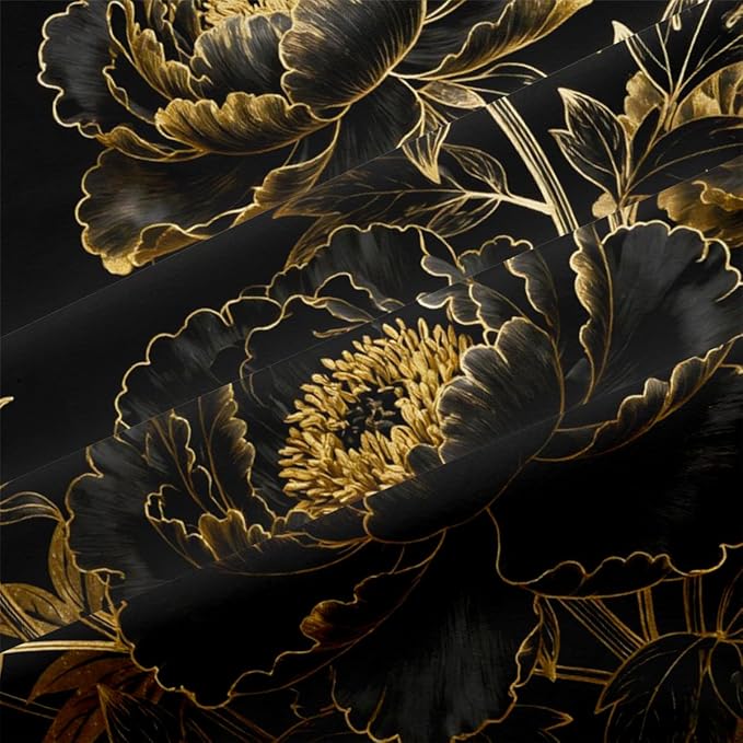 Black Floral Comforter Set Queen 3 Pieces Elegant Flower Printed Bedding Set Soft Microfiber Down Alternative Comforter with 2 Pillowcases