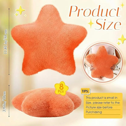 8 Pack Star Shaped Throw Pillow Gifts Decorations Mix Various Color Star Plush for Bed Sofa Cute Throw Pillow Plush for Floor Room Sleepover Bedroom Living Room(Classic)