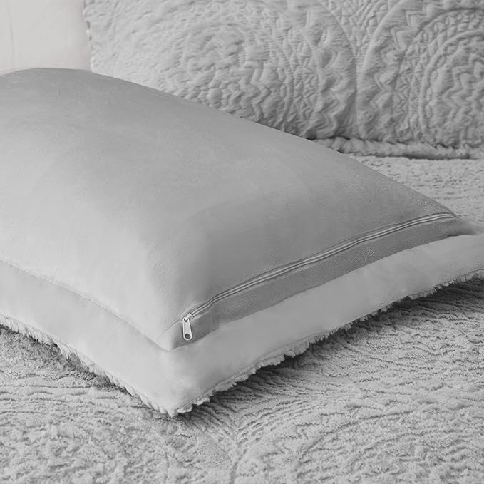 Madison Park Ultra Soft Luxury Premium Plush Comforter Mini Modern All Season Down Alternative Bedding Set with Matching Sham, King, Grey