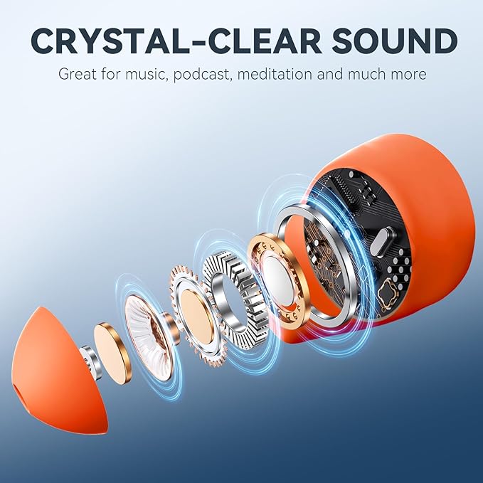 Sleepals Micro Sleep Earbuds for Side Sleepers, Sleep Headphones with Noise Reduction, Soft and Snug Fit Overnight, Slim and Light, 28hr Play with Travel Charging Case (Orange)