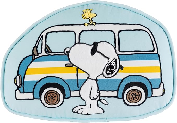 Berkshire Peanuts® Plush Throw Pillow, Gift Idea, Snoopy Cute Character Shaped Cushion, Soft Cozy Decor for Bed Couch Chair(Snoopy Van Life Pillow All Colorways, 15.5’’ L)