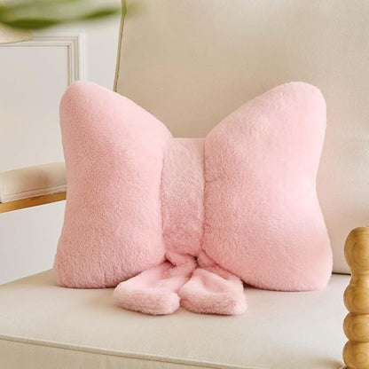 Bowknot Pillow Pink Cute Bow Decorative Throw Pillows 16" Aesthetic Home Decor Bow Cushions Butterfly Knot Plush Pillow for Bedroom Couch