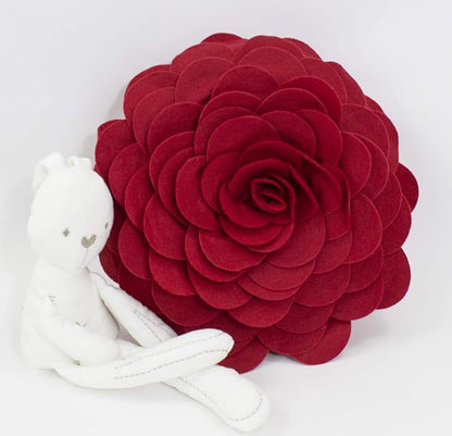 Fennco Styles Eva's Flower Garden Decorative Filled Throw Pillow 13" Round - Red Floral Accent Pillow for Home, Couch, Bed, Living Room, Holiday and Office Décor