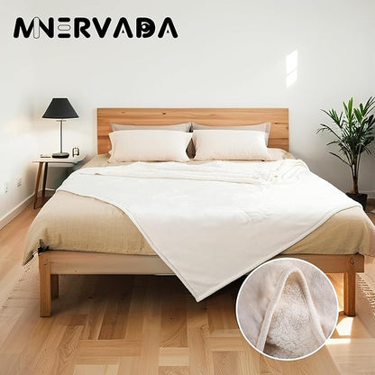 Heated Blanket Electric Blanket Queen Size 84''x90'' with 10 Heating Levels, 1-12 Hour Auto Shut Off, Machine Washable, Dual Controller Soft Warming Blanket for Couch, Bed, Office - White