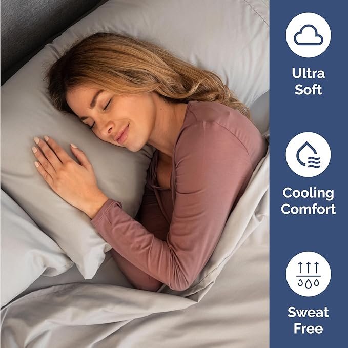 Twin 4 Piece Sheet Set - Comfy Breathable & Cooling - Ultra-Soft Hotel Luxury Bedding Set with 8-16 Inch Deep Pockets - 1 Flat & 1 Fitted Sheet & 2 Pillowcases - Wrinkle Free & Easy Care - Light Grey