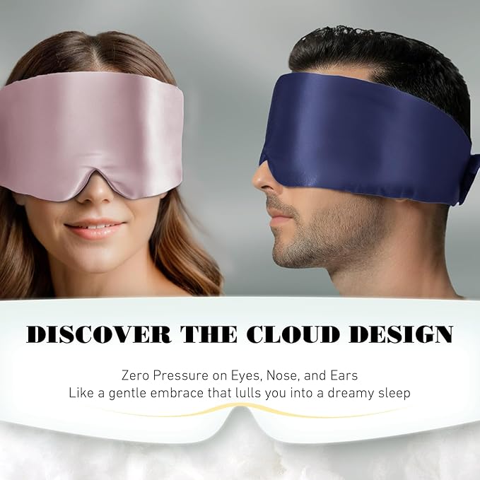Joyhabit Silk Sleep mask | 100% Mulberry for Women Men Ultra Soft Blackout Eye Cover with Adjustable Band, Breathable No Eye Pressure, Ideal for Sleep, Travel, Naps & Meditation, Lotus Pink