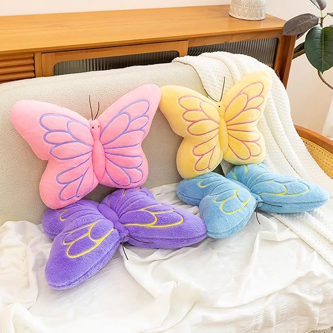 PEACH CAT Butterfly Pillow Decorative Butterfly Shaped Throw Pillows 16" x 12" Soft Plush Cushion Decor for Bedroom Living Room Sofa Couch Pink