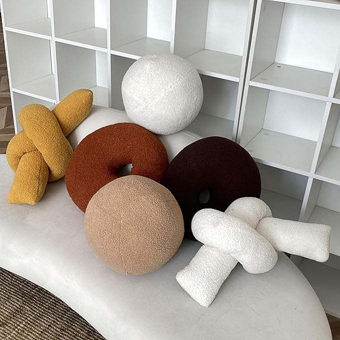 White Knot Pillow Long Shaped Soft Knot Plush Pillow Cushion Home Decoration Throw Pillows for Sofa Bedroom Car Office Gift