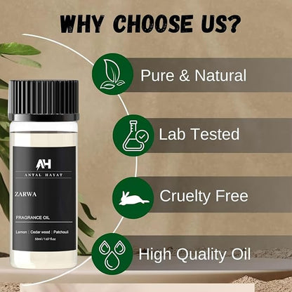 Hotel Scent Zarwa Diffuser Oil 50ml – Inspired by Aventus Cologne – Premium Home Scent – Essential Oil with Lemon, Patchouli, Cedarwood – Luxury Aromatherapy Refill for Diffusers