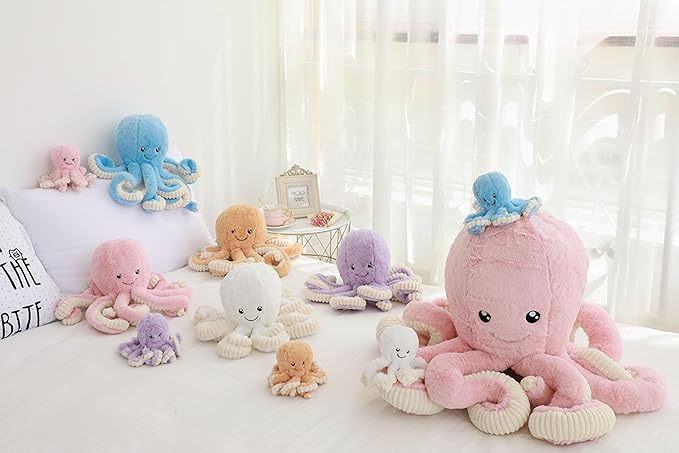 Cute Big Octopus Pillows,Interior Decoration Octopus Cushion,Soft Marine Animal Decorations (Viole, 15.7 inch)