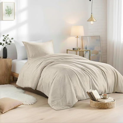 Twin/Twin XL Size Comforter Set, Lightweight Neutral Soft Bedding for All Seasons, 2 Pieces Chambray Print Solid Farmhouse Bed Set, Comforter & Sham
