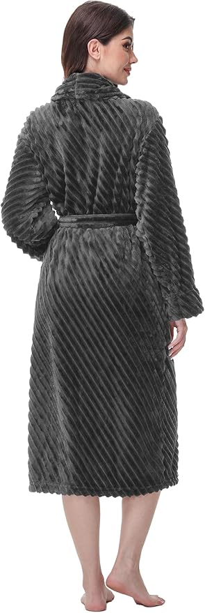 Yurhap Premium Robes for Women - Super Soft Cozy Fleece Womens Robe Plush Long Bathrobe