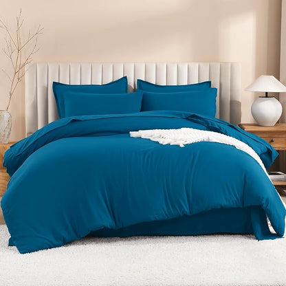 Litanika Comforter California King Size Set Teal - 7 Pieces Bed in a Bag California King Bedding Comforter Sets, Plain Lightweight Bed Set with Comforter, Sheets, Pillowcases & Shams