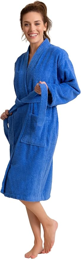 Soft Touch Linen Women's Robe Terry Cotton Cloth- Kimono Style- Thick, Breathable & Comfortable- Lightweight & Absorbent