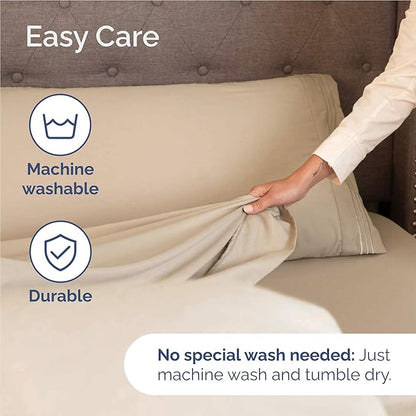 Full Size 4 Piece Sheet Set - Comfy Breathable & Cooling Bed Sheets Set - Hotel Luxury Bedding for Women, Men, Kids, Teens, Boys & Girls - Deep Pockets, Ultra-Soft and Wrinkle Free - Oeko-Tex - Cream
