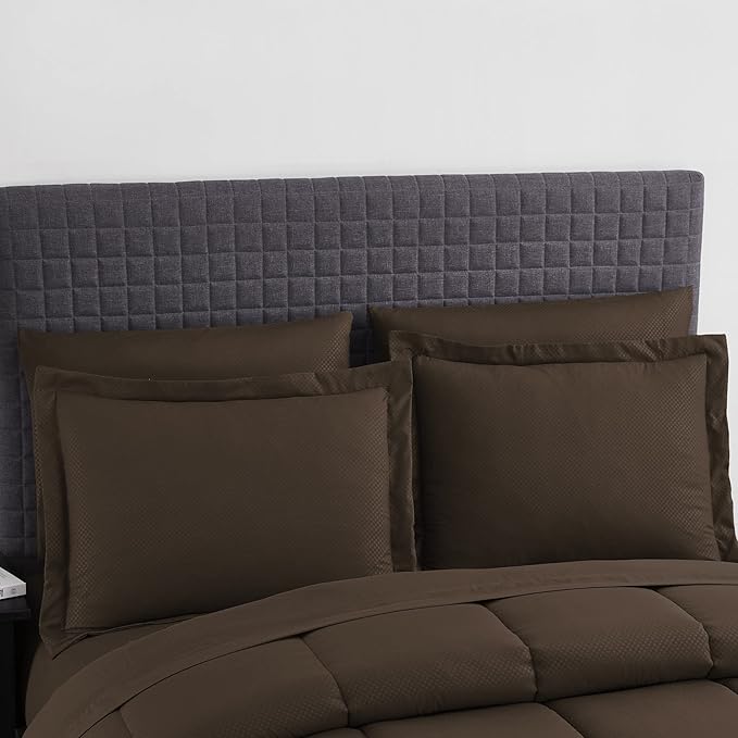 8 Piece Comforter Set Bag with Checkered Design (Pack of 3, 24 Count Total)