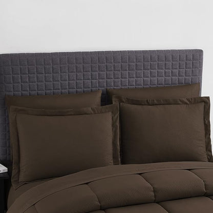 8 Piece Comforter Set Bag with Checkered Design (Pack of 3, 24 Count Total)